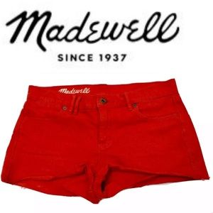 MADEWELL Women's Red Cutoff Jean  Mini Shorts
